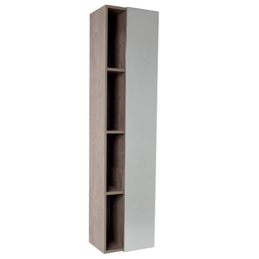 Fresca Gray Oak Bathroom Linen Side Cabinet w/ 4 Cubby Holes & Mirror Linen Cabinet Fresca